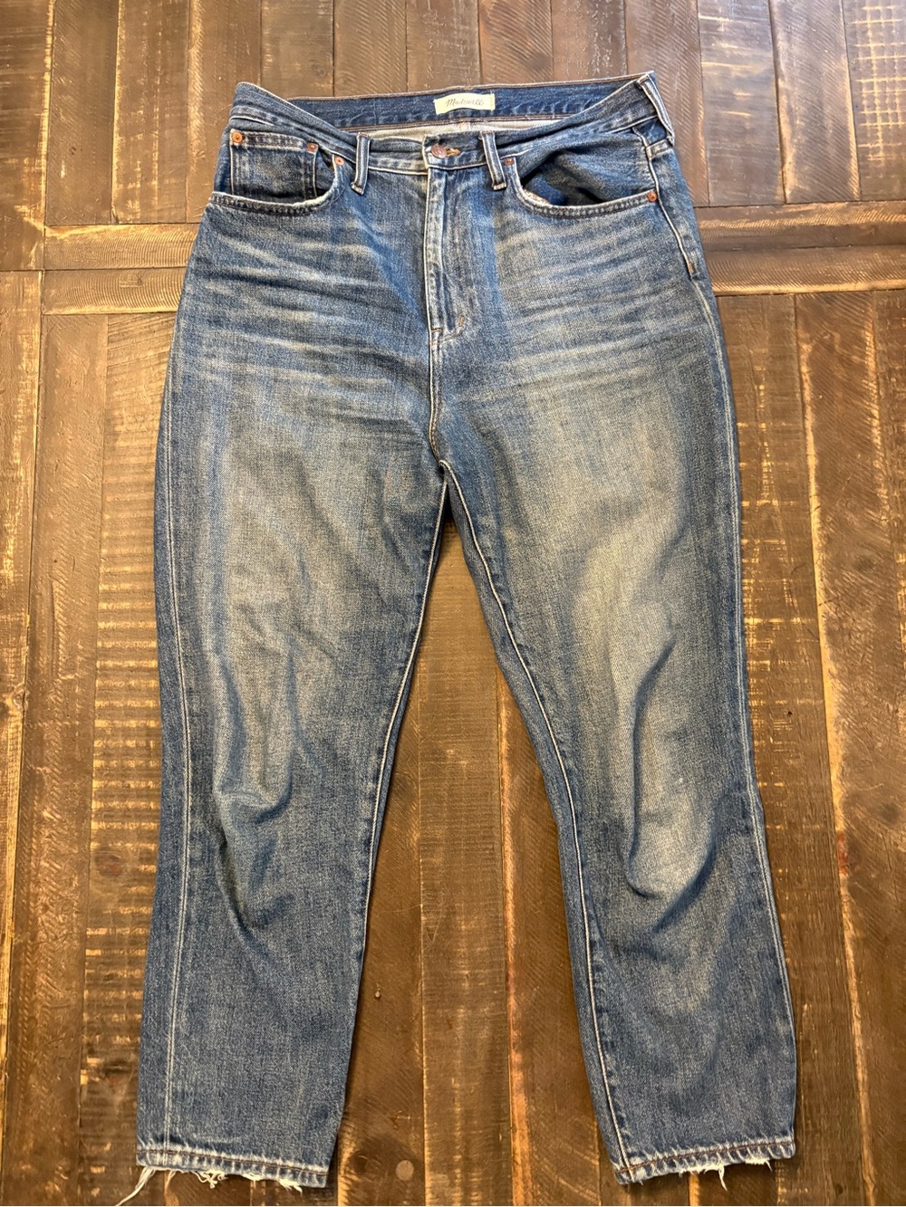 Madewell The Mom Jeans Womens Medium Wash High Rise Denim Straight Leg Relaxed